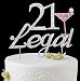 BABEYOND 21 Legal Rhinestone Crystal Happy Birthday Decoration Cake Topper Pick for Birthday Party Supplies (21yrs-silver)