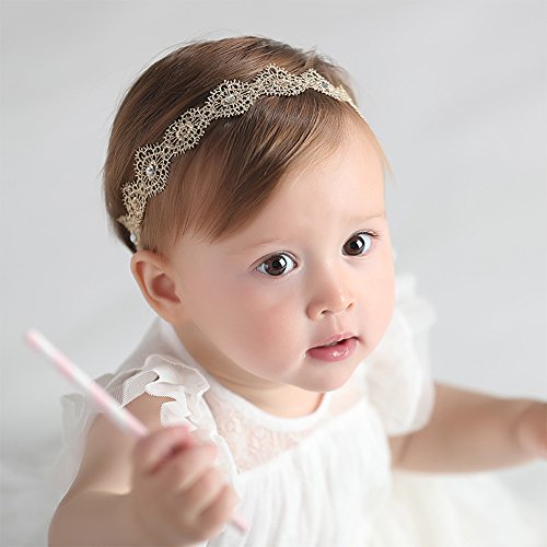 Rqj Baby Girls Stretchy Diamond Gold Headbands Newborn Lace Flower Princess Hair Crown #TOP2