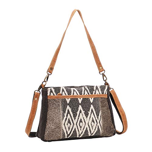 Myra Bag Tedious Upcycled Canvas & Cowhide Small Crossbody Bag S-1447 Gray3