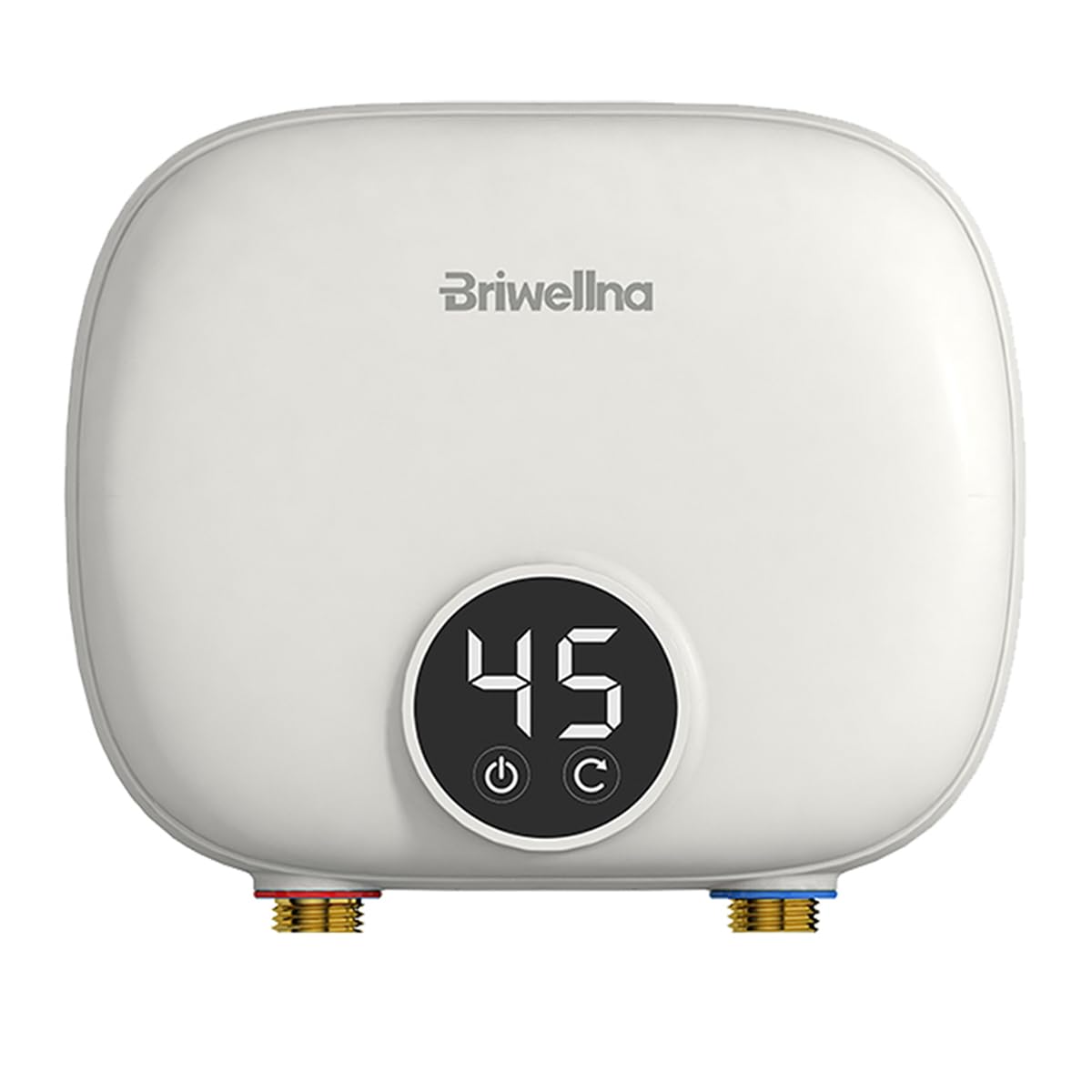 Briwellna Electric Instantaneous Tankless Water Heater 5.5kW 220V, Instant Hot Water Heater with Digital Display for Kitchen Bathroom Sink Counter Under/Above Home Indoor (Cream)