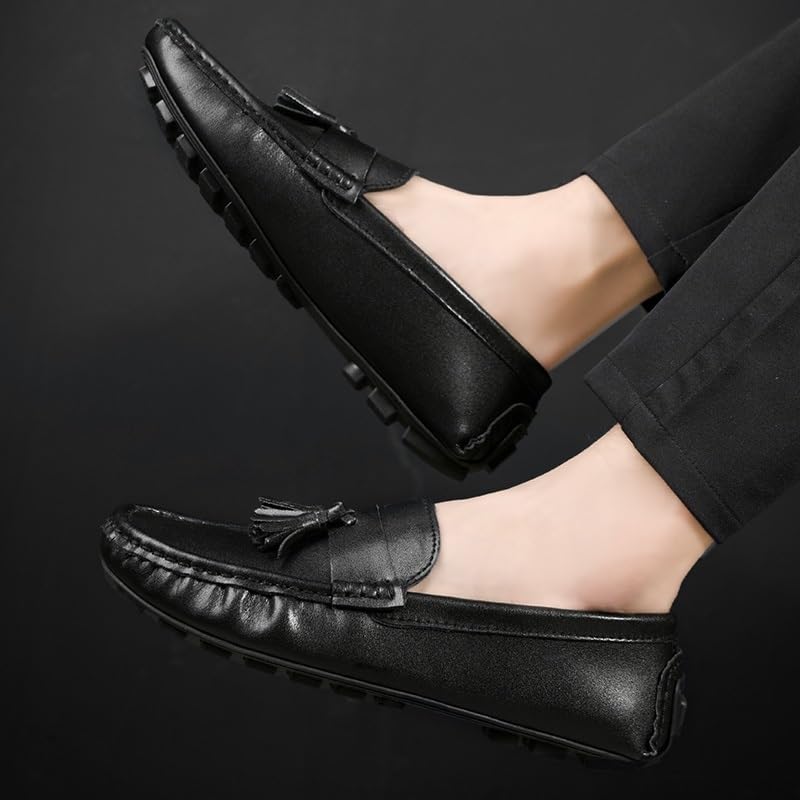 Mens Prom Loafers Faux Leather Classic Driving Loafers Round Toe Solid Color Slip-on4