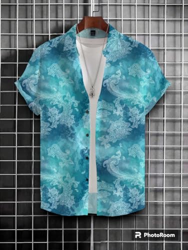 Image of Men's Striped Slim Fit Half Sleeves Stratchable Printed Shirt