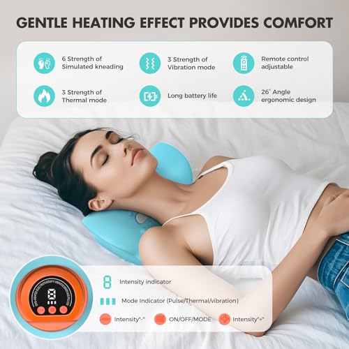 Image of Smedz Neck Massager 2026 New Upgrade 3 in 1 Portable Massager with Heat and Comfortable Stretching - Adjustable Intensity for Neck and Shoulder Relaxation at Home, Office.USB-C Rechargeable