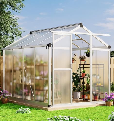 6×8FT Greenhouse for Outdoors, Heavy-Duty Metal Garden Greenhouses with Winter