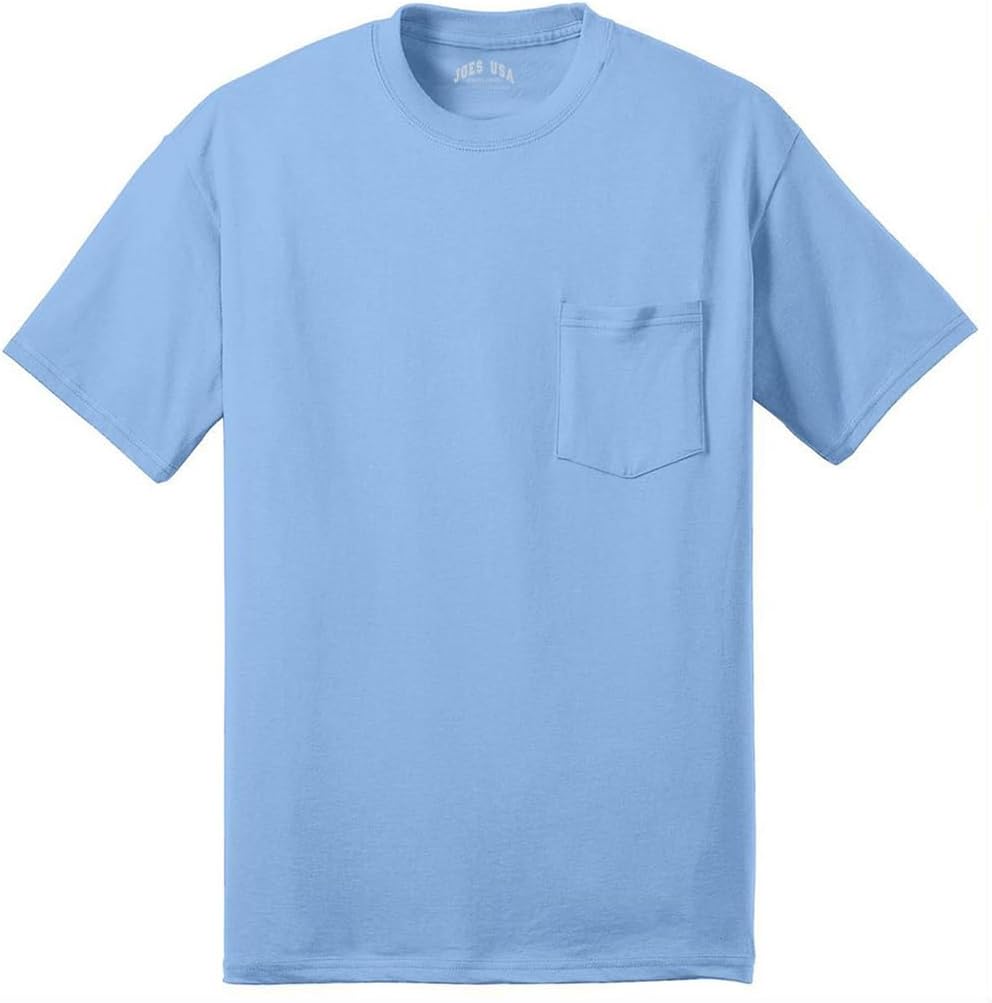 Joe's USA Men's Pocket T-Shirt – 5.5 oz 50/50 Cotton-Poly Tee – Work & Casual Shirt – Regular, Big & Tall S-6XL LT-4XLT