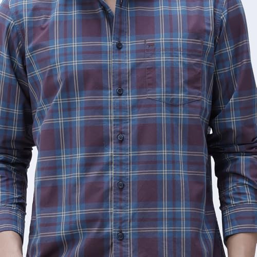 Image of BASICS 100% Cotton Checked Shirt for Men | Slim Fit | Everyday Smart Casual Wear | Full Sleeve