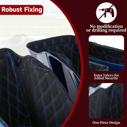 Alforjas extendidas para Harley Touring 2014-2023 con nuevo material más resistente a la abrasión y patrón de rombos con costura azul miniatura 2