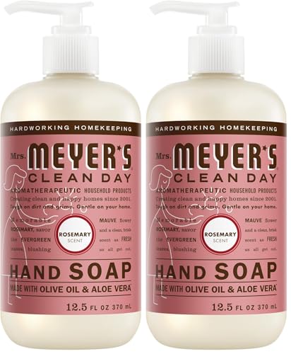 Image of MRS. MEYER'S CLEANDAY Hand Soap, Made with Essential Oils, Biodegradable Formula, Rosemary, 12.5 fl. oz (Pack of 2)
