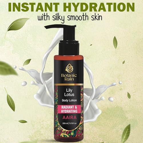 Organic Lily & Lotus Body Lotion for Crepey Skin - Natural Vegan Ayurveda for Women, 6.76 fl oz
