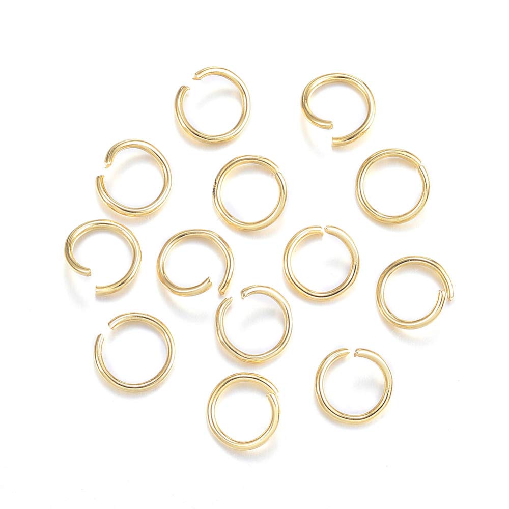 Ornazy 200Pcs 18 Gauge Stainless Steel Jump Rings Golden Colour 8mm Metal Open Round Rings for Jewellery Making Necklaces Bracelet DIY Crafts