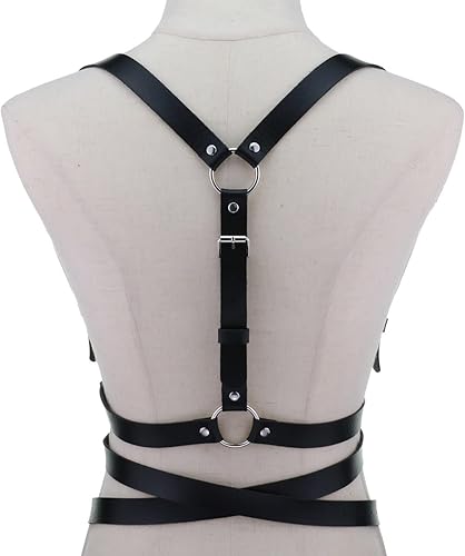 Miniatura 6 de eYLun Cinturón de cuero para mujer, cinturón de cintura ajustable, punk, cinturón gótico, correas de cintura