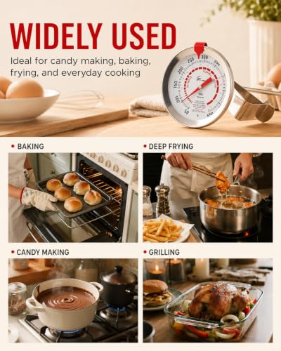 Image of Candy Thermometer with Pot Clip Deep Fry Oil Thermometer 12-Inch Probe 2PC