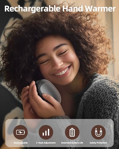 Rechargeable Hand Warmers, Electric Hand Warmers 5200mAh (2-Pack), 3 Heat Settings, Up to 18 Hours of Use, Ideal for Raynaud's Patients