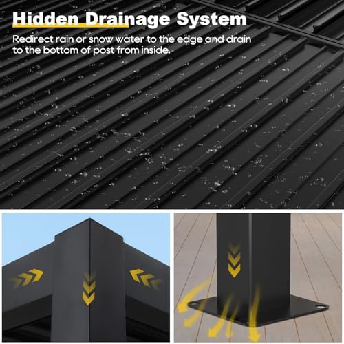 10'×20' Outdoor Louvered Pergola, Aluminum Outdoor Louvered Pergola Patio with Adjustable Roof, Gazebo for Outdoor Deck, Backyard, Garden(10x20FT) - Image 5