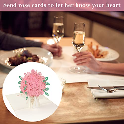Hocadon Biglietto di Auguri Pop Up 3D Rose, Nozze