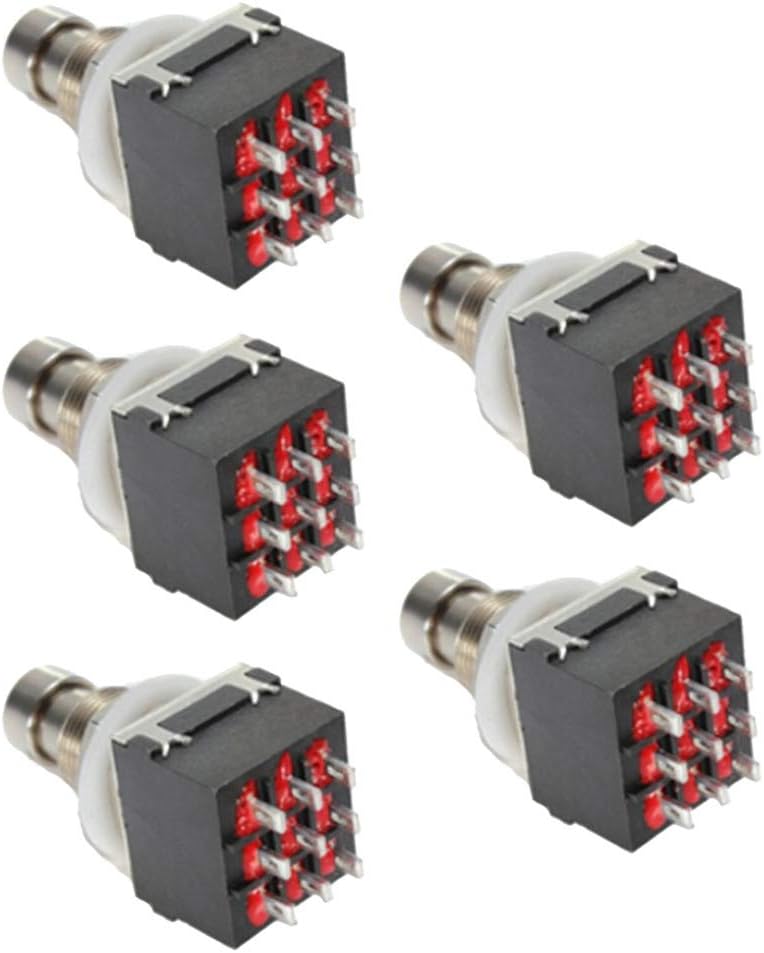 5Pcs 3PDT 9 Pins Box Stomp Guitar Effect Pedal Foot Switch True Bypass Foot Pedal Control Switch Electric Guitar Metal Black