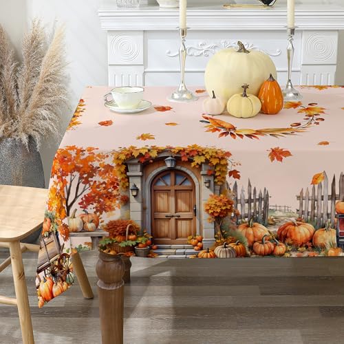 Fall Tablecloth 60x104 Inches Rectangle - Fall Decorations for Home - Pumpkins Farm Table Cloth Harvest Fall Decor for Home, Table, Party, Kitchen 60"x104"-Rectangle Fall Garden