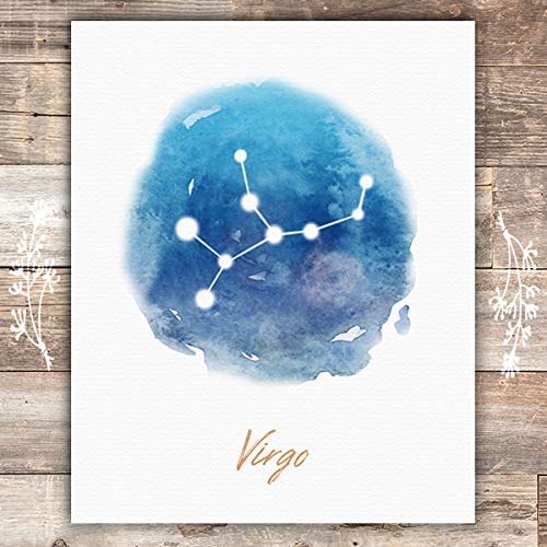 Watercolor Constellation - Virgo - Art Print - Unframed - 8x10 | Elegant and Ethereal Art Prints | Celestial Zodiac Wall Art for Astrology Enthusiasts | Perfect for Bedrooms, Home or Offices