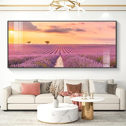 Tableau lavande de 60x120cm pour instaurer une ambiance provençale apaisante dans votre salon