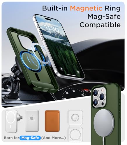Image of Magnetic Compatible with iPhone 15 Pro Max Case, [Built-in Invisible Kickstand][Compatible with MagSafe][Military Grade Shockproof] Slim Translucent Matte Phone Case for iPhone 15 Pro Max 6.7 inch