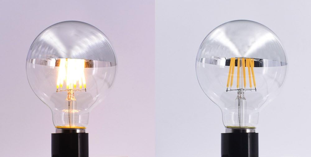 Half Chrome LED Filament Bulb G25/G80 4W LED Light Bulb, Silver Bowl Tipped, E26 Base, Soft Warm White 2700K, 40W Equivalent, 110-120VAC, Dimmable (4)