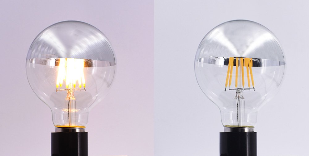 6PACK G80 8W LED Ampoule de Filament,220V E27 Culot, Blanc Chaud 2700K, Angle de Faisceau 360°, Equivalent à 70 Watt, Silver Bowl Tipped (8)