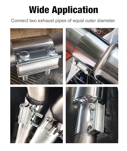 Evil Energy ES00424S2.5-2 2.5 Inch Exhaust Clamp,2 1/2 Inch Butt Joint Band Clamp Sleeve Coupler Stainless Steel thumb #5