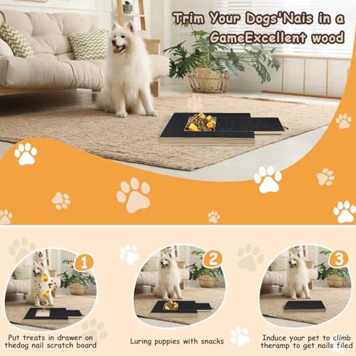 Mauepersu Krallenschleifer für Hunde mit Snack-Box,mit Leckerlibox Hunde Kratzbrett für Nägel Stressfrei Kratzbrett für Hundekrallen Sandpapierbrett Scratch Board Dog,Alternative Krallenschleifer