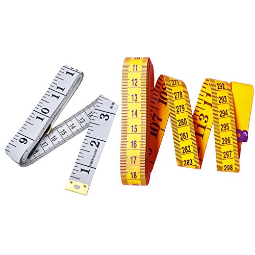 Umsole Lot de 2u00a0mètres rubans de couture flexibles 60u00a0po/150u00a0cm et 120u00a0po/300u00a0cm (Jaune et Blanc)