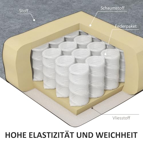 HOMCOM Ecksofa, Eck-Couch mit umkehrbarer Chaiselongue, Sofa in L-Form, Gepolstert Eckcouch mit Federkern, Stahlrahmen Leinenoptik, 186 x 130 x 84 cm, Dunkelgrau – Bild 6