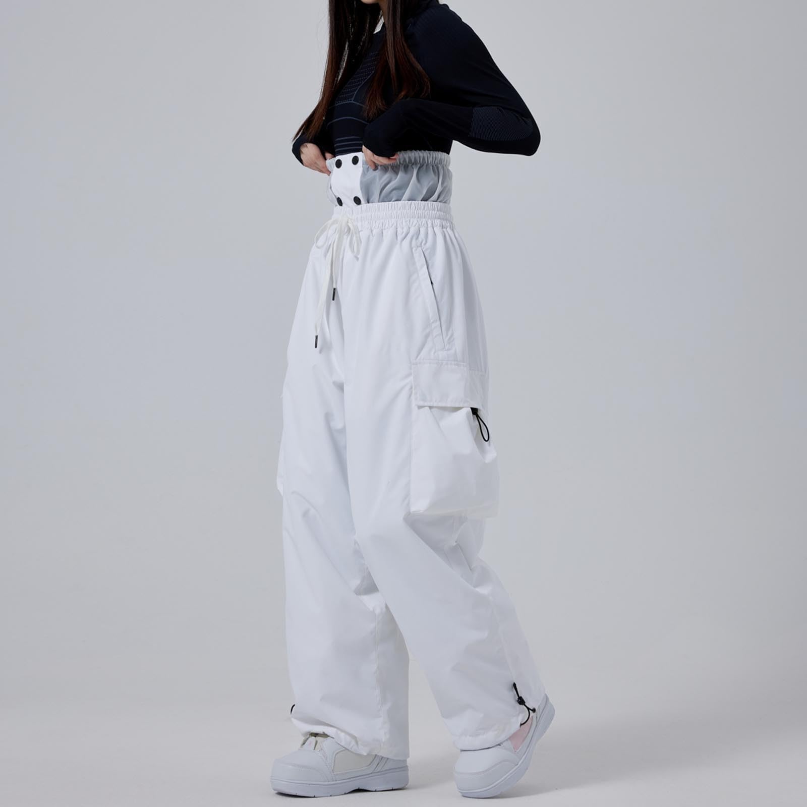 Pantalones de esquí para hombre y mujer, pantalones de snowboard anchos, multibolsillos, impermeable, cortavientos, transpirables, para correr, gimnasia, streetwear suave y cálido para