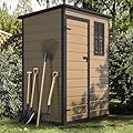DWVO 5x3ft Resin Outdoor Storage Shed with Floor, Waterproof Lockable Storage Shed with Window, Plastic Outside Tool Storage for Garden Backyard Patio Lawn