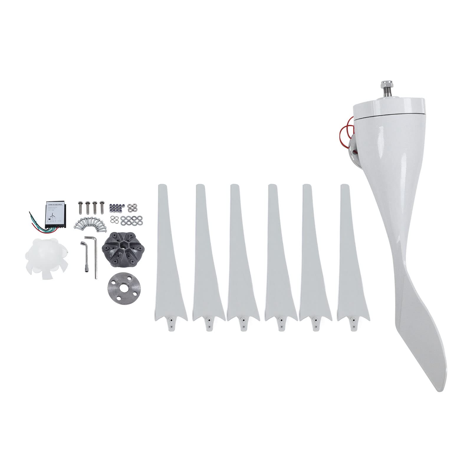 Kit de Generador de Turbina Eólica, Turbina Eólica de 6 Palas de Fibra de Nailon de 200 W con Controlador, Velocidad de Arranque Baja, Imán Permanente de Guiñada Automática para Equipos de
