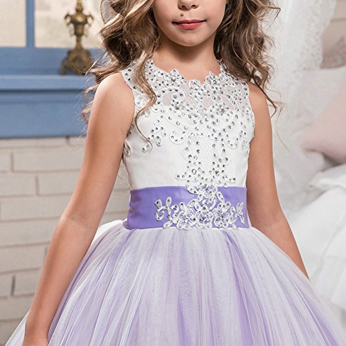 Girls Flower Lace Princess Communion Tulle Dress Long Pageant Gown Floor Length Prom Wedding Evening Formal Party4