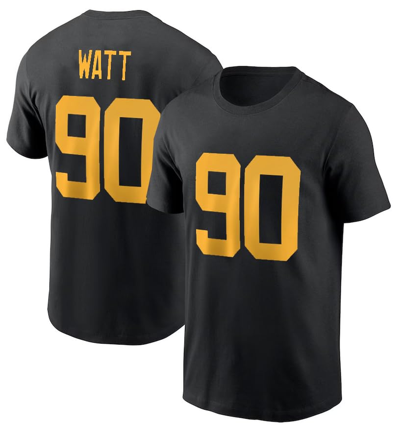 TJ Watt Football Shirt Jersey 100% Cotton #90 Pittsburgh (US Alpha X-Large Alternate Black)
