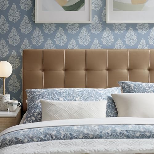 Image of Modway Lily Performance Velvet King Size Headboard with Biscuit Tufting in Taupe - Stain-Resistant Upholstery with Padded Design and 5 Height-Adjustable Mounts