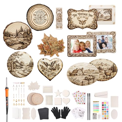 Zeadylaris Wood Burning Kit for Beginner- 81Pcs All-in-One Wood Burning Tool Pen Adjustable Temperature Wood Burner Kit Crafts Gifts for Adults & Teens DIY Projects Hobby and Home Decor Craft