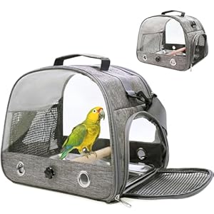 Bird Carrier with Perch Parakeet Travel Carrier Bag Portable Bird Backpack with Plat Breathable Parrot Travel Cage for Small Pets