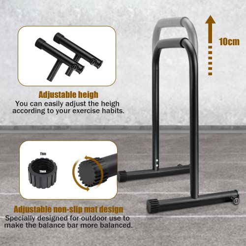 Surwit Dip Barren draagbare dip station fitness bar, workout pull-up dip stand, verstelbare lichaamspers bar stabilisator parallette push up voor thuistraining, met 2 verstelbare bar - Image 6