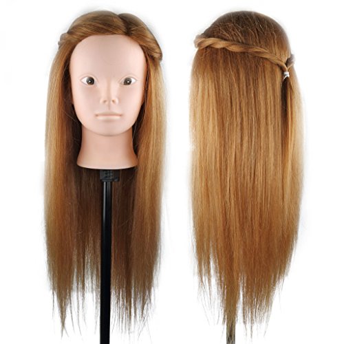 CoastaCloud 22-24 inches 80% Real Human Hair Hairdressing Cosmetology Mannequin Manikin Training Head - Diana
