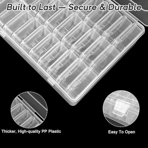 Bead Organizer Box – Small Bead Storage Containers, Mini Clear Plastic Storage Boxes with Hinged Lids, Rectangle Craft Case for Jewelry, DIY Beading, Nail Art, and Small Parts (93 PCS)