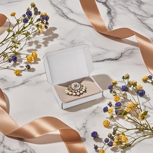 Image of RLAVBL 6x4x1 Shipping Boxes Set of 50, White Corrugated Cardboard Box for Packing, Mailing, Business