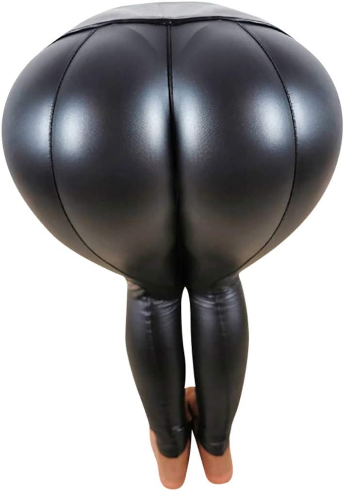 Ladies Womens Faux Leather High Waisted Leggings Stretch Butt Lifting Trousers Leather Look Trousers Wet Look Workout Leggings Size S-XL,AMhomely®