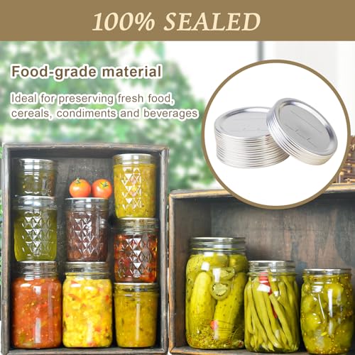 Ocsoho 200 Pcs Canning Lids Regular Mouth,2.76In Regular Mouth Mason Jar Lids,Ball Kerr Jar With Lids With Leak Proof Airtight Seal Rust Proof Split,Regular Mouth Kerr Mason Jars Food Grade,Canning Food Diy thumb #4