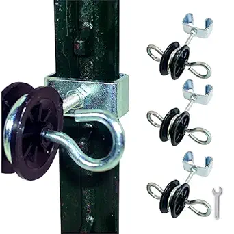 Q'mark Farm Electric Fence T-Post Gate Handle Anchors Double Hook T-Post 2-Rings T-Post Insulators (3)