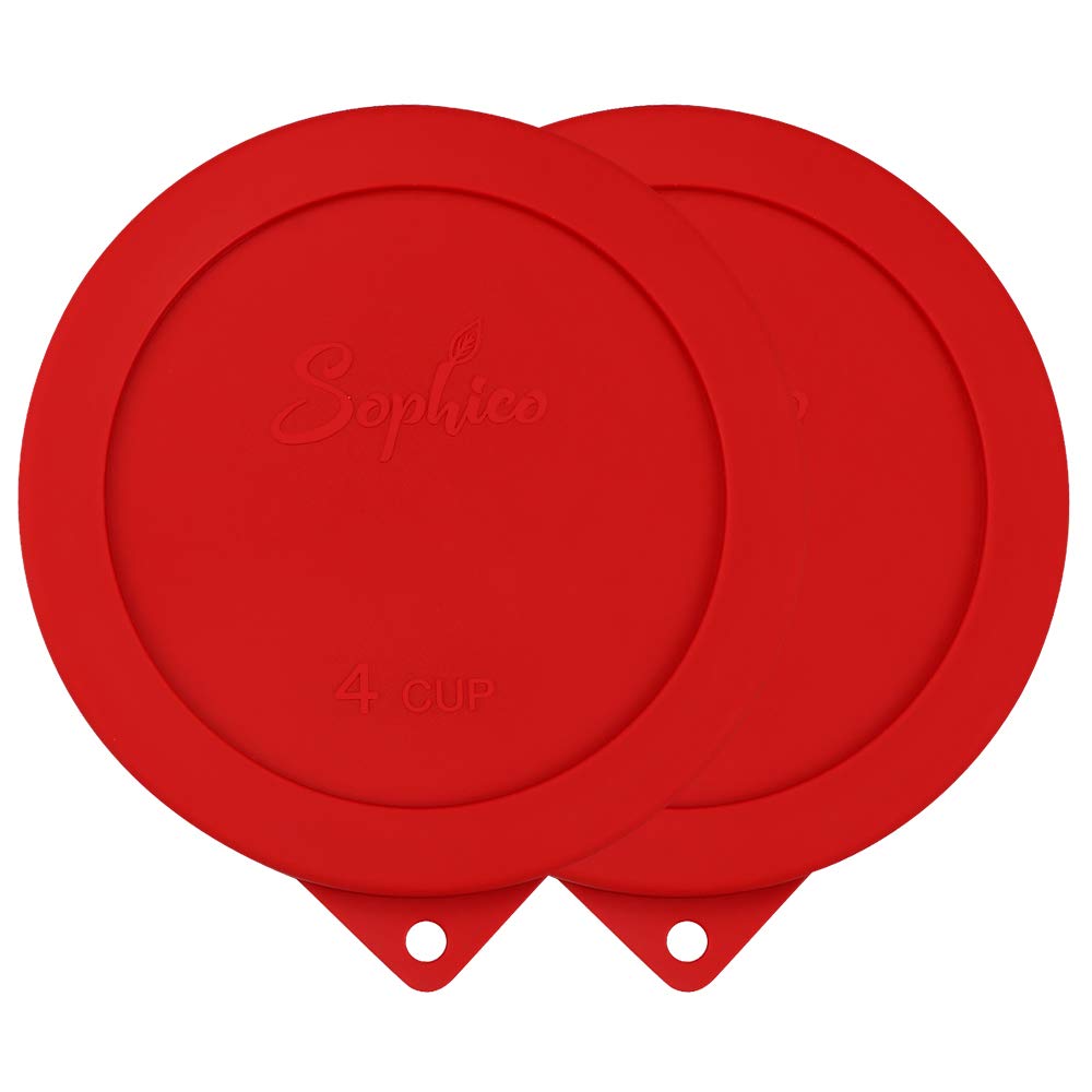 SOPHICO4 Cup Round Silicone Storage Cover Lids Replacement for Anchor Hocking and Pyrex 7201-PC Glass Bowls (Container not Included) (Red-2 Pack)