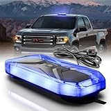 Agrieyes Magnetic Strobe Light for Trucks, 68 LED Amber Emergency Light Bar for Vehicles, Smoked LENS Beacon Flashing Warning Security Caution for Plow Snow Trailer Tractor Safety Waterproof Blue