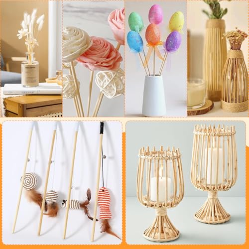 DOITEM 50 Stück unbehandelte Naturholz-Dübelstangen Hartholzstäbchen für Handwerk und Heimwerker (200 mm x 5 mm)