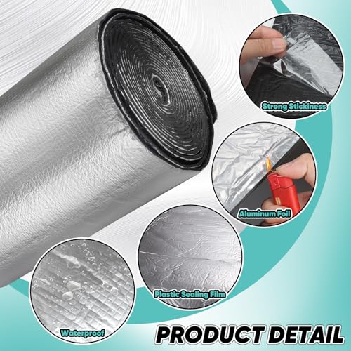 Image of 20 x 394 Inch 196 Mil Car Sound Deadening Mat, 53.9 Sqft Automotive Noise & Heat Insulation Mat Self Adhesive Auto Sound Proofing Deadener for Hood, Door, Floor, Roof, Trunk