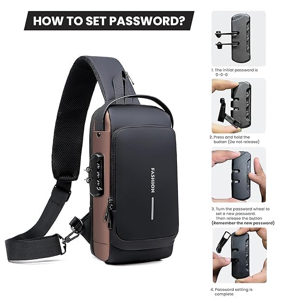 RUJVE Waterproof Unisex Sling Bag Anti Theft | USB Charging Port Shoulder Backpack with Multifunctional Use for Travel, Hiking, Camping, Daily Out | Crossbody Chest Bags Pack of - 1 6